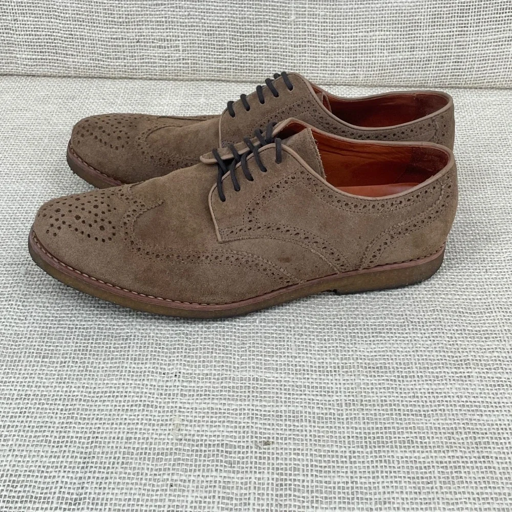 Peter Millar Mens Brown‎ Suede Wingtip Brogue Derby Shoes MF14F06 Size 9.5 M